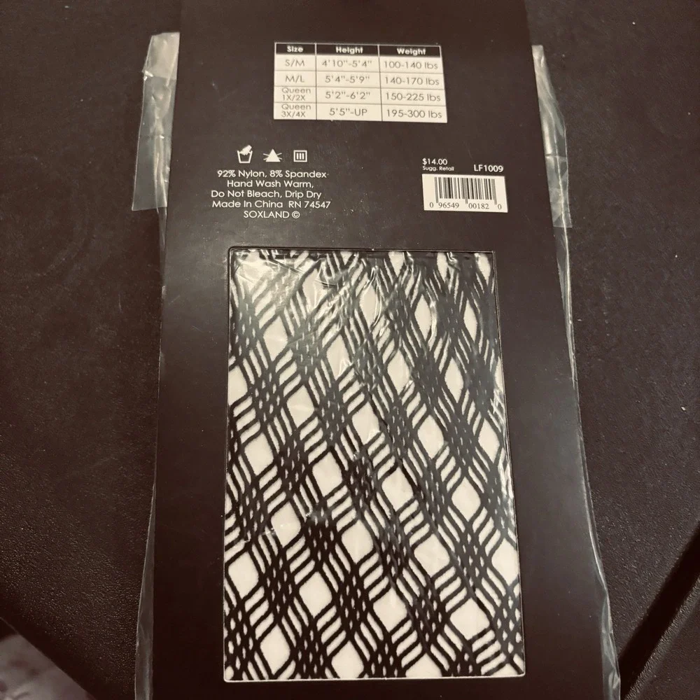 Nwot NuNu Legwear Queen Fishnet Lace‎ Tights M/L Black Womens
